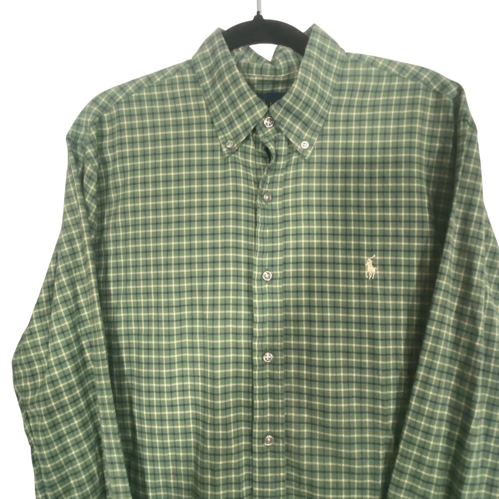 Ralph Lauren Mens Green Plaid Button Down Shirt Long Sleeve Cotton Large L/G - Picture 2 of 6